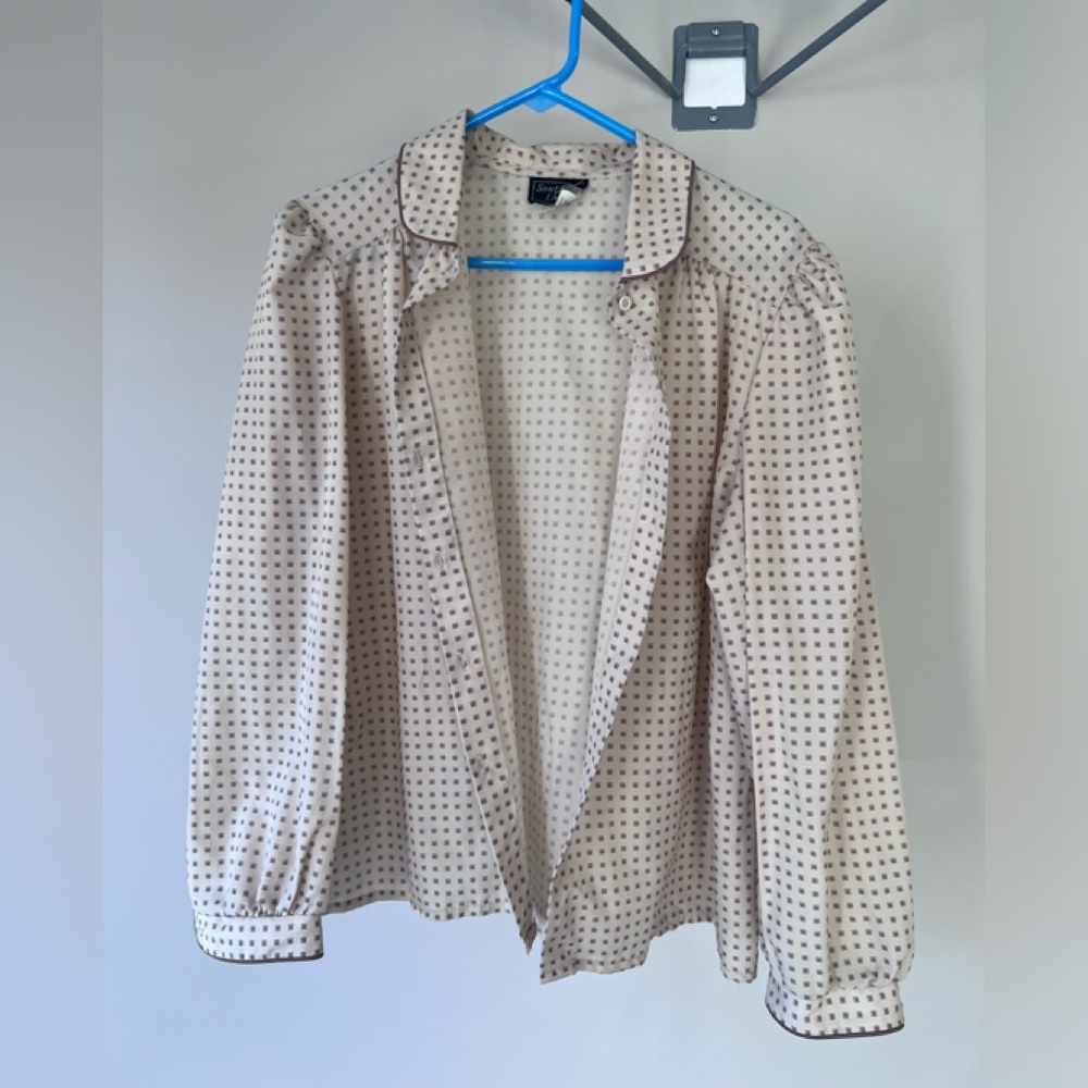 ❤️ 6 for 20 ❤️ Southern lady button up cream patterned shirt sz 20
